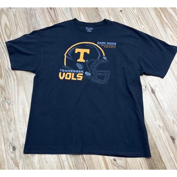 Champion Authentic University Of Tennessee Vols Dark Mode Black T Shirt 2XL EUC - Picture 1 of 5
